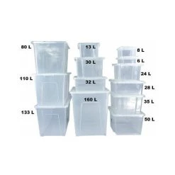 Viss QUALITY PLASTIC STORAGE BOXES WITH BLACK LIDS OFFICE HOME GARAGE STACKABLE UK