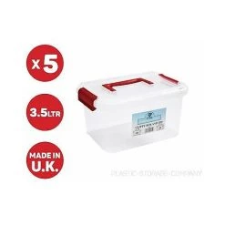 Viss 5 X 3.5 LITRE PLASTIC STORAGE BOX! QUALITY CONTAINER WITH CLEAR LID! STACKABLE!