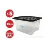 Viss 5 X 35 LITRE PLASTIC STORAGE BOX WITH BLACK LID! HEAVY STRONG BOX - USEFUL BOX!!