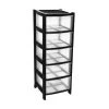 Viss 5 Plastic Storage Drawers - Large Tower - Black Colour - Tall Tower