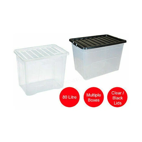Viss MULTI PACKS OFF 80 LITRE PLASTIC STORAGE BOX - BLACK LID - NEW STRONG BOX 1 Viss MULTI PACKS OFF 80 LITRE PLASTIC STORAGE BOX - BLACK LID - NEW STRONG BOX