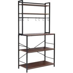 Unho 33 Inch Wood Standard Baker's Rack With Microwave Compatibility Kitchen Storage Shelf 8 Unho 33 Inch Wood Standard Baker's Rack With Microwave Compatibility Kitchen Storage Shelf -Vonshef shop 66174111 4