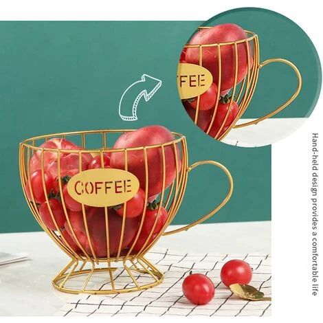 READCLY Coffee Pod Holder, Metal Coffee Creamer Container, Multiple Espresso Storage Baskets And Kitchen Counter, Coffee Table (Gold) 3 READCLY Coffee Pod Holder, Metal Coffee Creamer Container, Multiple Espresso Storage Baskets And Kitchen Counter, Coffee Table (Gold) - Image 3