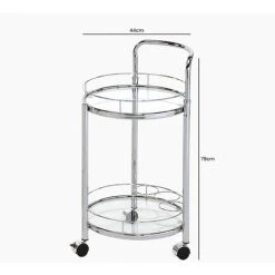 VANITY LIVING 2 Tier Tea Wine Drinks Trolley On Wheels, 79cm Metal Mini Bar Cart With Tempered Glass Shelves 8 VANITY LIVING 2 Tier Tea Wine Drinks Trolley On Wheels, 79cm Metal Mini Bar Cart With Tempered Glass Shelves -Vonshef shop 66555272 4