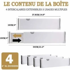 Devenirriche Set Of 4 Expandable Kitchen Drawer Dividers 37.8 - 54 CM Plastic Adjustable Kitchen Drawer Organiser, Kitchen Drawer Dividers For Cutlery, Dresser, Desk -Vonshef shop 66992297 2