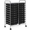 Yaheetech 20 Drawers Rolling Storage Cart With Wheels For Home/Office, Black