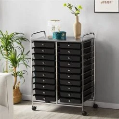 Yaheetech 20 Drawers Rolling Storage Cart With Wheels For Home/Office, Black -Vonshef shop 67556241 2