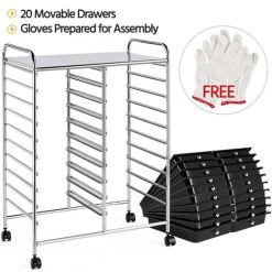 Yaheetech 20 Drawers Rolling Storage Cart With Wheels For Home/Office, Black -Vonshef shop 67556241 3