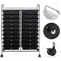 Yaheetech 20 Drawers Rolling Storage Cart With Wheels For Home/Office, Black -Vonshef shop 67556241 4