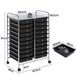 Yaheetech 20 Drawers Rolling Storage Cart With Wheels For Home/Office, Black -Vonshef shop 67556241 5