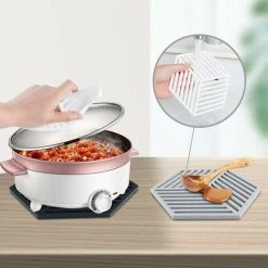 QERSTA Set Of 3 Trivets Kitchen Pot Coaster Silicone Protective Mat -Versailles (Black, Raya Hexagonal: 14.5x130x7.5mm) -Vonshef shop 67644845 3