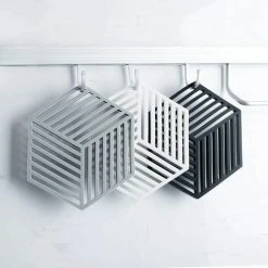 QERSTA Set Of 3 Trivets Kitchen Pot Coaster Silicone Protective Mat -Versailles (Black, Raya Hexagonal: 14.5x130x7.5mm) -Vonshef shop 67644845 5