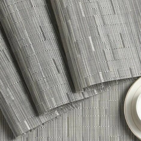 ECHOO Round Placemats Set Of 7 PVC Table Mat Wedge Set Table Heat Resistant Washable (Silver Grey) 4 ECHOO Round Placemats Set Of 7 PVC Table Mat Wedge Set Table Heat Resistant Washable (Silver Grey) - Image 4