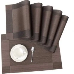 EINEMGELD Placemat, Placemat Set Of 4 Non-slip Washable PVC Wear-resistant Heat-resistant Placemats For Home Restaurant Dining Table