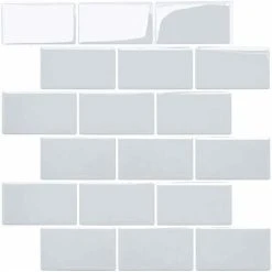NAXUNNN Tile Stickers For Kitchen Bathroom, Backsplash Adhesive Kitchen Grey, Waterproof Tile Adhesive Decorative Wall Sticker Tiles 4 Pieces