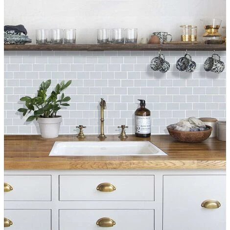 NAXUNNN Tile Stickers For Kitchen Bathroom, Backsplash Adhesive Kitchen Grey, Waterproof Tile Adhesive Decorative Wall Sticker Tiles 4 Pieces 3 NAXUNNN Tile Stickers For Kitchen Bathroom, Backsplash Adhesive Kitchen Grey, Waterproof Tile Adhesive Decorative Wall Sticker Tiles 4 Pieces - Image 3