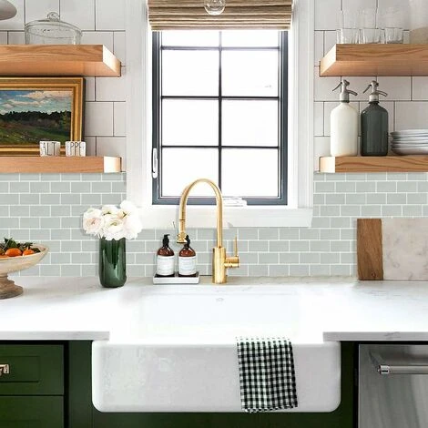 NAXUNNN Tile Stickers For Kitchen Bathroom, Backsplash Adhesive Kitchen Grey, Waterproof Tile Adhesive Decorative Wall Sticker Tiles 4 Pieces 4 NAXUNNN Tile Stickers For Kitchen Bathroom, Backsplash Adhesive Kitchen Grey, Waterproof Tile Adhesive Decorative Wall Sticker Tiles 4 Pieces - Image 4