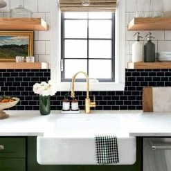 Alternative view of NAXUNNN Tile Stickers For Kitchen Bathroom, Backsplash Adhesive Kitchen Black, Waterproof Tile Adhesive Decorative Wall Sticker Tiles 10 Pieces