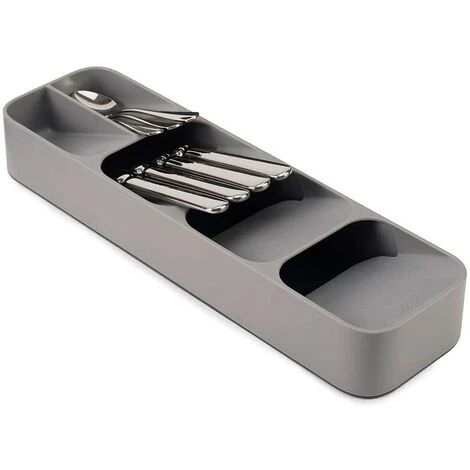 FUHUIDATRADING Compact Cutlery Organizer Kitchen Drawer Tray, Small, Gray 1 FUHUIDATRADING Compact Cutlery Organizer Kitchen Drawer Tray, Small, Gray