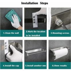 OSQI Holder For Kitchen Paper Towel Holder In Stainless Steel Paper Towel Holder Dispenser Paper Towel Holder Kitchen Roll Holder Wall-mounted For Cabinet Bathroom Toilet（27cm） -Vonshef shop 69623234 5