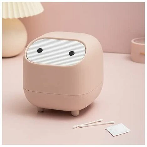Langray Mini Countertop Trash Can With Lid, Cute Plastic Trash Bin For Desk, Bathroom, Table Or Coffee Table - Throw Cotton Rounds, Makeup Sponges (Pink) 2 Langray Mini Countertop Trash Can With Lid, Cute Plastic Trash Bin For Desk, Bathroom, Table Or Coffee Table - Throw Cotton Rounds, Makeup Sponges (Pink) - Image 2