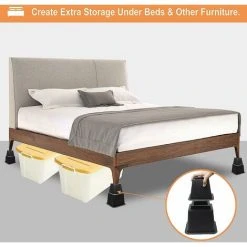 JOORRT Furniture Riser, Add 3 Adjustable Heights Of 7.5CM 13CM Or 20.5CM (4 Pairs, Black) -Vonshef shop 69800930 3