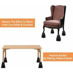 JOORRT Furniture Riser, Add 3 Adjustable Heights Of 7.5CM 13CM Or 20.5CM (4 Pairs, Black) -Vonshef shop 69800930 5