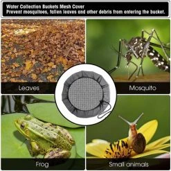 JOORRT 2 Pcs Rain Barrel Net, Ø 60 Cm Rain Barrel Cover With Drawstring, Adjustable Protective Net, Protection Against Leaves, Mosquitoes -Vonshef shop 70135444 4