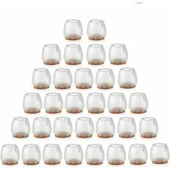 JOORRT 32pcs Silicone Chair Caps Feet Pads Furniture Table Covers Floor Leg Protectors For 25-29MM Round Legs (Transparent+Brown)