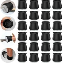 JOORRT Chair Leg Protectors, 24 Pieces For Hardwood Floors. Silicone Chair Leg