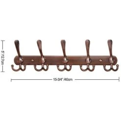 FVBJD Coat Rack Wall Mounted Long,5 Tri Hooks For Hanging Coats, Coat Hooks Wall Mounted,Wall Coat Hanger,Hook Rack For Clothes,Jacket,Hats -Vonshef shop 70411304 5