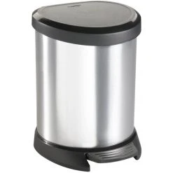 Pedal Bin Deco Oval 5L Silver Curver