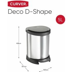 Pedal Bin Deco Oval 5L Silver Curver 5 Pedal Bin Deco Oval 5L Silver Curver -Vonshef shop 71111873 3