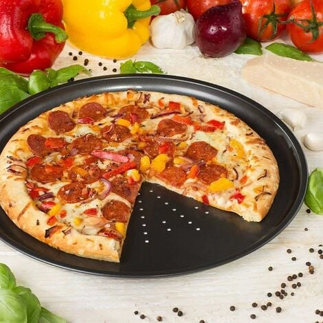 Geezy Non-Stick Pizza Baking Tray, Large 32 Cm, Carbon Steel, Fridge, Freezer & Dishwasher Safe (2) 2 Geezy Non-Stick Pizza Baking Tray, Large 32 Cm, Carbon Steel, Fridge, Freezer & Dishwasher Safe (2) - Image 2