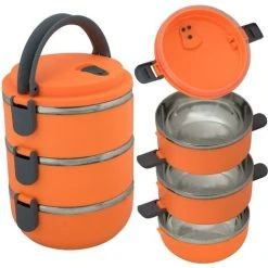 Geezy 3 Layer Tier Stainless Steel Portable Stackable Lunch BPA Free Bento Food Box -Vonshef shop 71163946 3