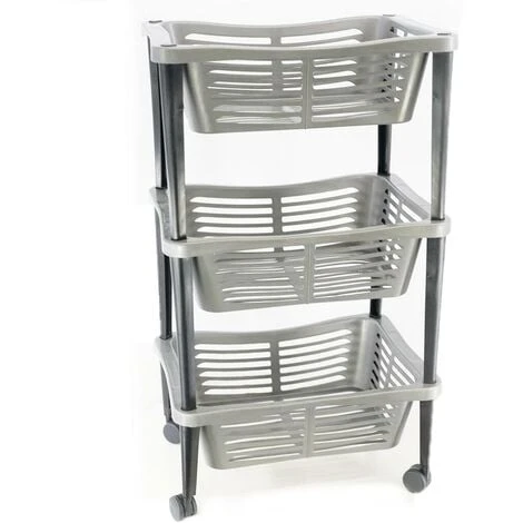 Geezy 3 Tier Wheel Mounted Trolley Basket On Wheels Kitchen Bathroom Children’s Room Office Movable Organiser Well Ventilated Basket Household Storage Rack 1 Geezy 3 Tier Wheel Mounted Trolley Basket On Wheels Kitchen Bathroom Children’s Room Office Movable Organiser Well Ventilated Basket Household Storage Rack