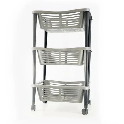 Geezy 3 Tier Wheel Mounted Trolley Basket On Wheels Kitchen Bathroom Children’s Room Office Movable Organiser Well Ventilated Basket Household Storage Rack 5 Geezy 3 Tier Wheel Mounted Trolley Basket On Wheels Kitchen Bathroom Children’s Room Office Movable Organiser Well Ventilated Basket Household Storage Rack - Image 5