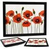 The Magic Toy Shop Large Wooden Soft Padded Cushioned Bean Bag Lap Dinner Laptop Food TV Tray (Poppies)