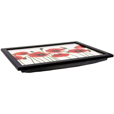 The Magic Toy Shop Large Wooden Soft Padded Cushioned Bean Bag Lap Dinner Laptop Food TV Tray (Poppies) 4 The Magic Toy Shop Large Wooden Soft Padded Cushioned Bean Bag Lap Dinner Laptop Food TV Tray (Poppies) - Image 4