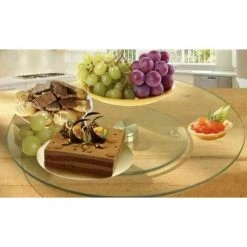 Geezy Tempered Glass Lazy Susan Rotating Turntable Serving Tray Cake Decorating Plate -Vonshef shop 71163972 4