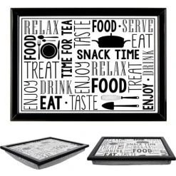 MTS Large Wooden Soft Padded Cushioned Bean Bag Lap Dinner Laptop Food TV Tray (Snack Time)