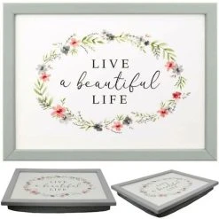 The Magic Toy Shop Large Wooden Soft Padded Cushioned Bean Bag Lap Dinner Laptop Food TV Tray (Beautiful Life)