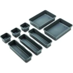 GEEZY Home Basics 8 Piece Kitchen Desk Bathroom Adjustable And Customisable Multi-Drawer Divider Organiser Set Multipurpose Use