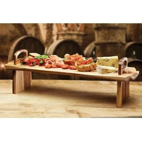 Geezy Acacia Wooden Raised Serving Platter For Antipasti, Tapas, Entrees And Desserts, 36 X 13 X 13 Cm 4 Geezy Acacia Wooden Raised Serving Platter For Antipasti, Tapas, Entrees And Desserts, 36 X 13 X 13 Cm - Image 4