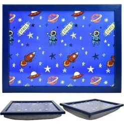 MTS Large Wooden Soft Padded Cushioned Bean Bag Lap Dinner Laptop Food TV Tray (Space)