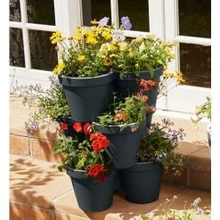 Geezy 3 Layers Garden Flower Pot Large Stackable Vertical Triple Pocket Herbs Planter -Vonshef shop 71164403 4