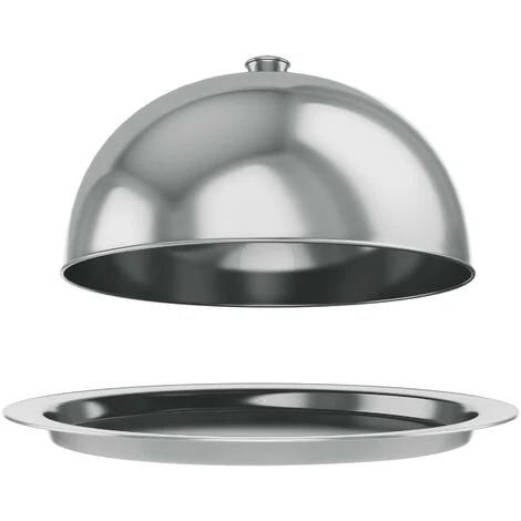 Geezy Food Cover Dome Plate Restaurant Stainless Steel Cloche Serving Dish Bell Jar 2 Geezy Food Cover Dome Plate Restaurant Stainless Steel Cloche Serving Dish Bell Jar - Image 2