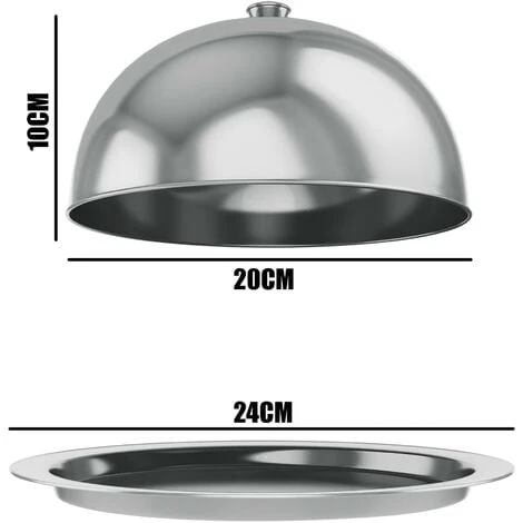 Geezy Food Cover Dome Plate Restaurant Stainless Steel Cloche Serving Dish Bell Jar 4 Geezy Food Cover Dome Plate Restaurant Stainless Steel Cloche Serving Dish Bell Jar - Image 4