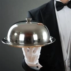 Geezy Food Cover Dome Plate Restaurant Stainless Steel Cloche Serving Dish Bell Jar 9 Geezy Food Cover Dome Plate Restaurant Stainless Steel Cloche Serving Dish Bell Jar -Vonshef shop 71164405 5