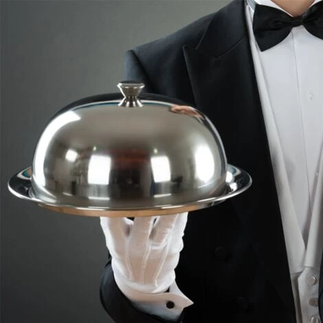 Geezy Food Cover Dome Plate Restaurant Stainless Steel Cloche Serving Dish Bell Jar 5 Geezy Food Cover Dome Plate Restaurant Stainless Steel Cloche Serving Dish Bell Jar - Image 5